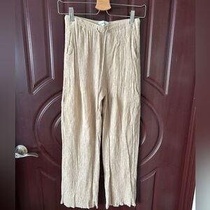 Crinkle Textured Pull-On Wide Leg Pant